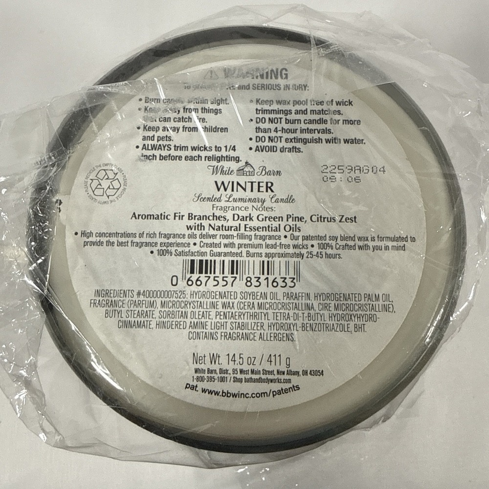 White Barn Winter 3-Wick Luminary Candle 14.5oz Blue Silver Snowflake Scented - Picture 4 of 6